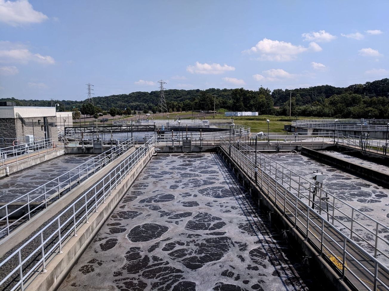 An aeration tank at a U.S. wastewater treatment plant in Pennsylvania 