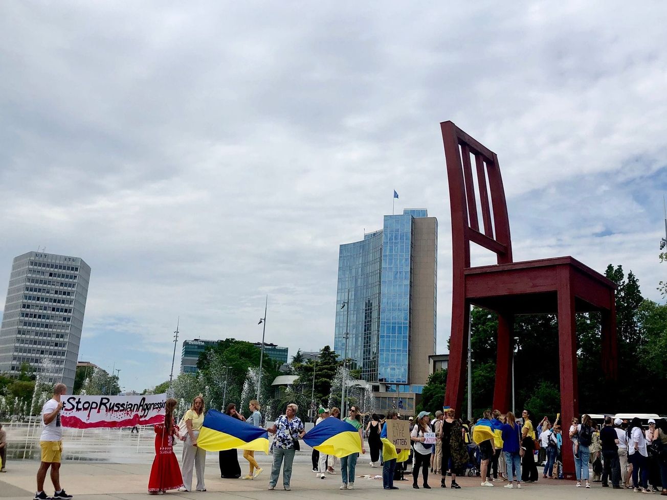 Demonstrators in Geneva protest Russia's invasion of Ukraine