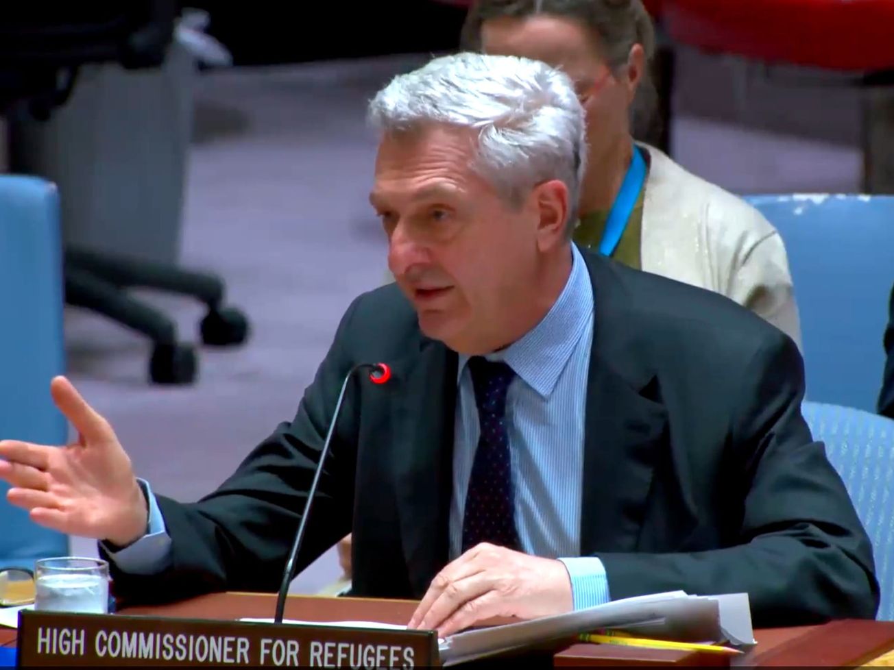 U.N. refugee chief Filippo Grandi speaks to the U.N. Security Council in May.