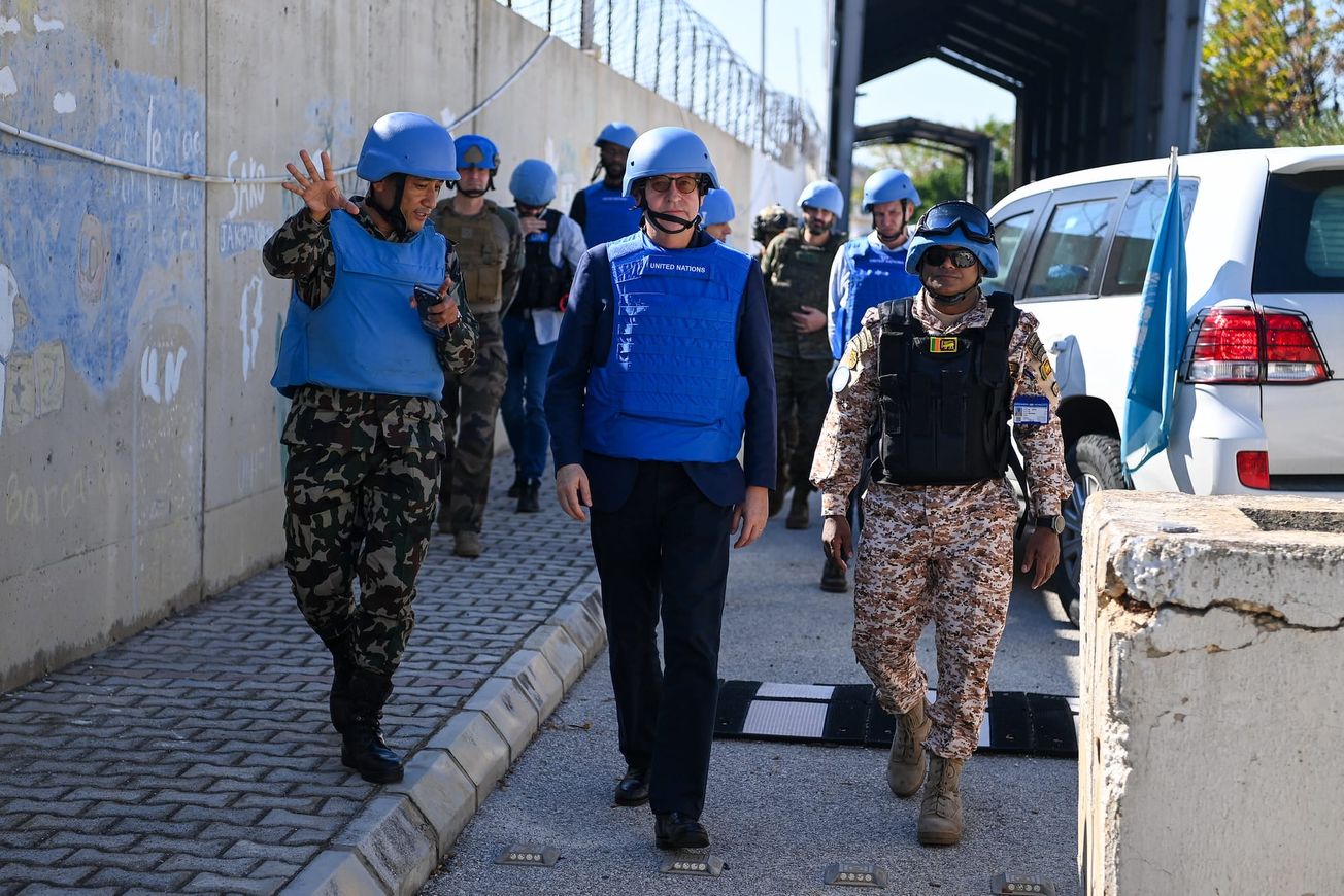 U.N. peacekeeping chief Jean-Pierre Lacroix tours UNIFIL operations at Naqoura, Lebanon in November. 