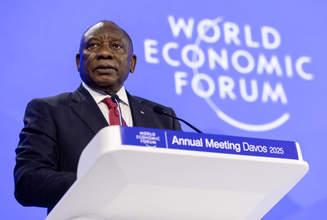 South Africa's President Cyril Ramaphosa gives a special address in Davos.