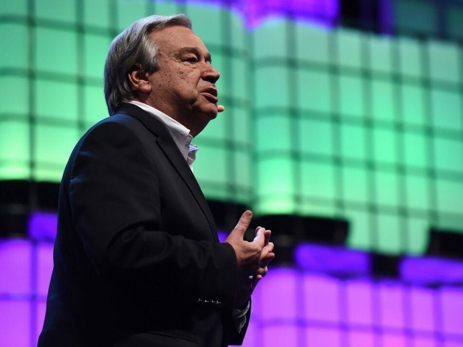 U.N. Secretary-General António Guterres at the Web Summit 2017 in Lisbon, Portugal