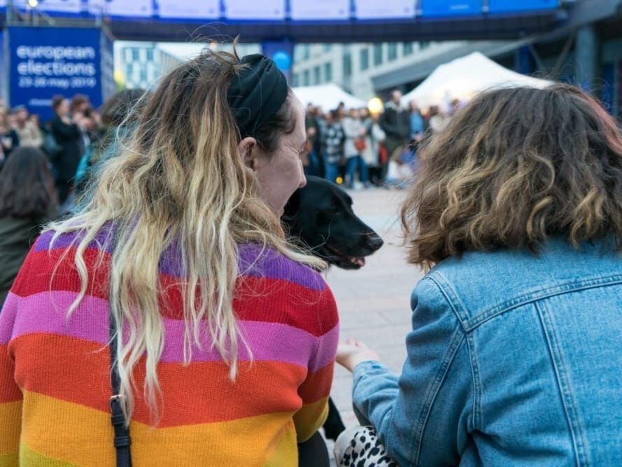 Brussels scene during European elections. 