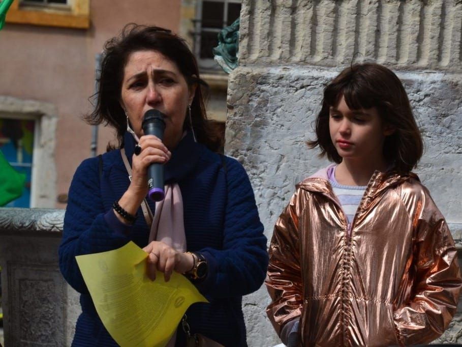 Demonstrators at a September rally in Lyon, France denounce civilian losses in Syria