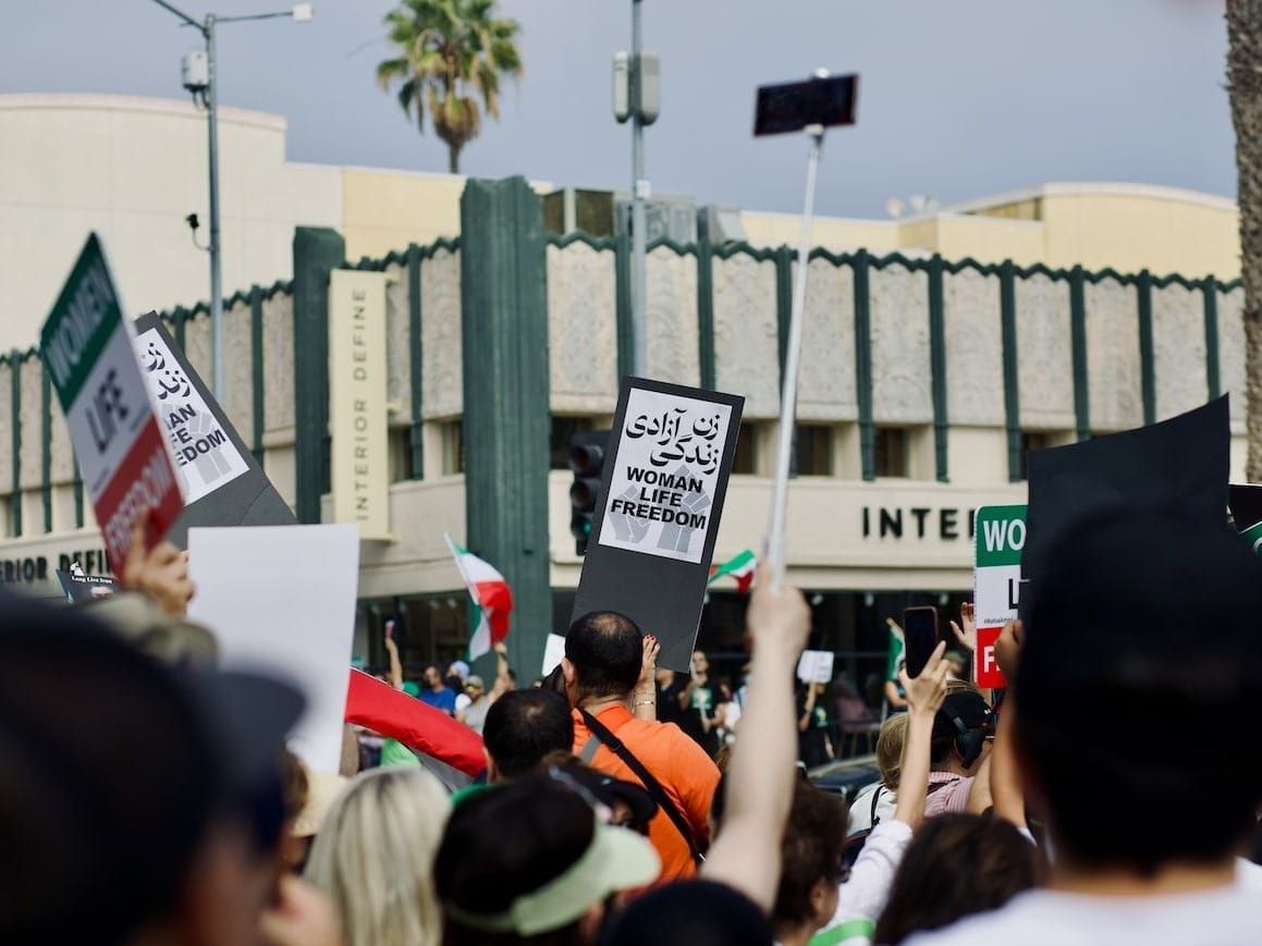 Demonstrators for women's freedom and rights in Iran
