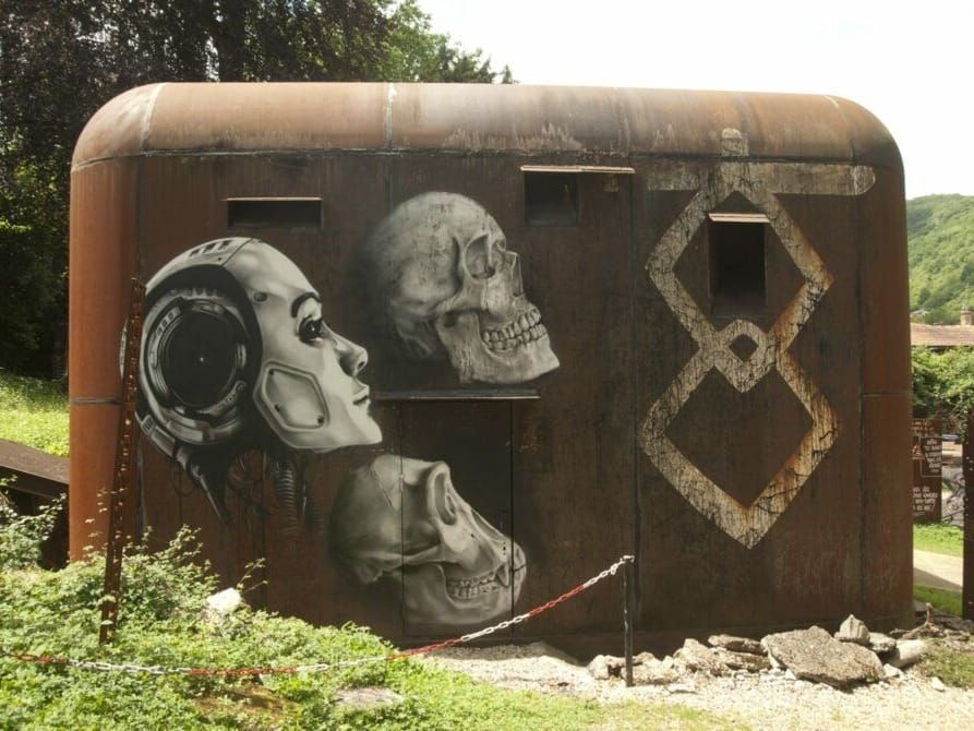 Portrait of a humanoid robot at Saint Romain au Mont d'Or in Lyon, France.