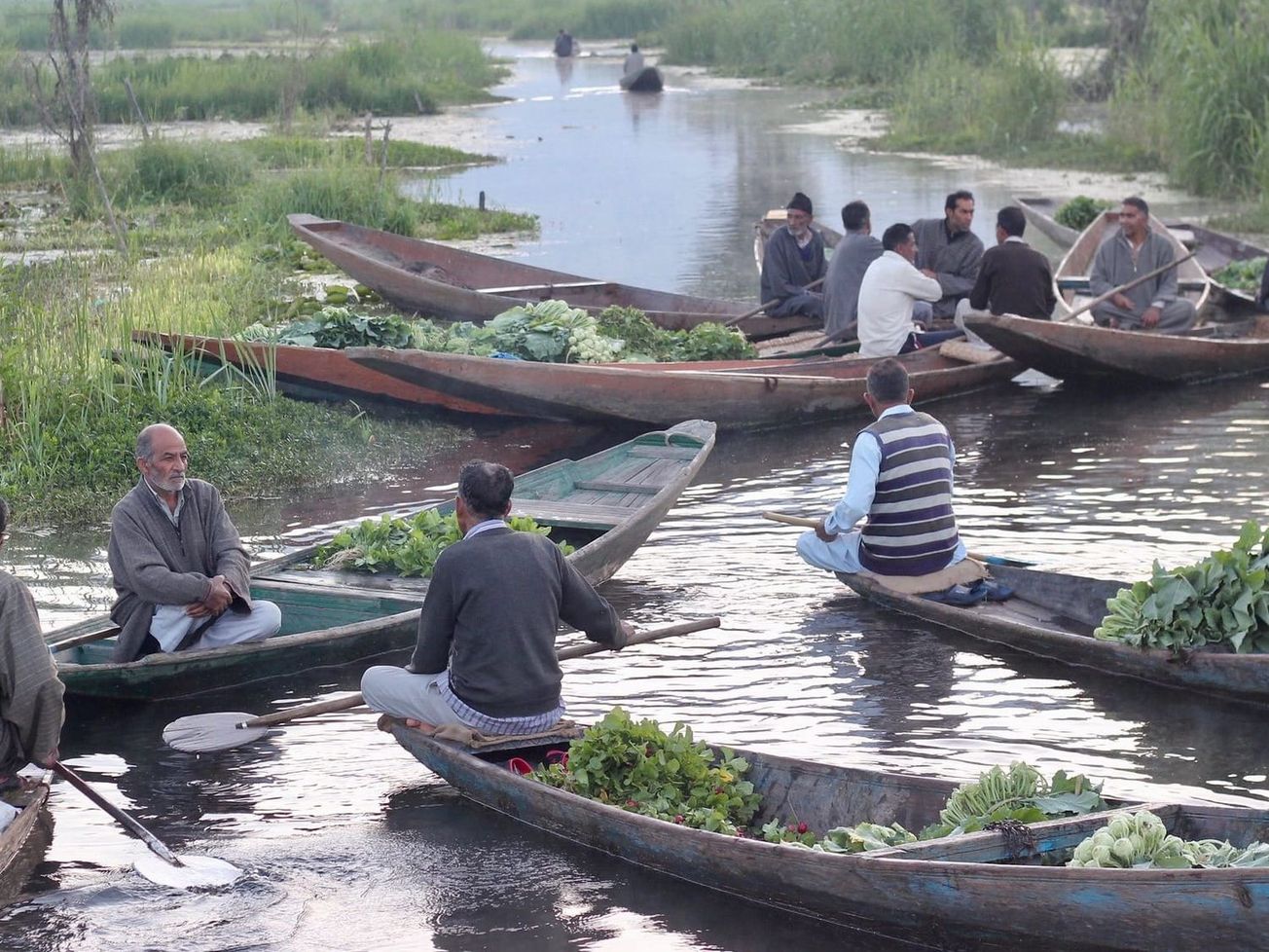 A floating vegetable market in Kashmir