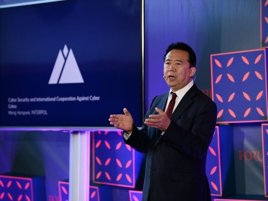 Interpol's president Meng Hongwei at a conference in Lisbon, Portugal.