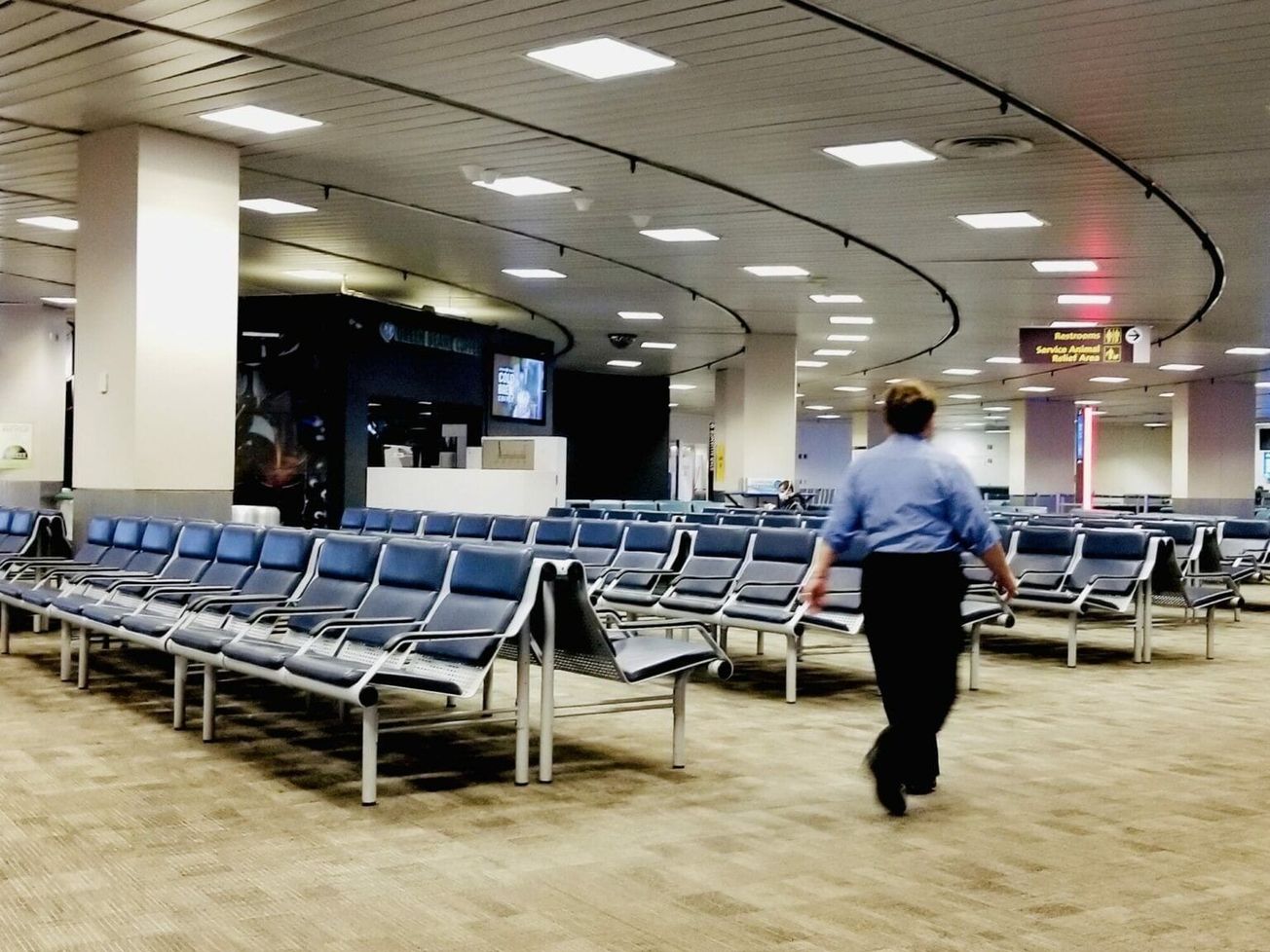 A nearly empty terminal at Newark Liberty International Airport in the U.S. in April