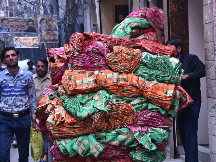 A full load of quilts on a trishaw pickup in the northern Indian city of Amritsar