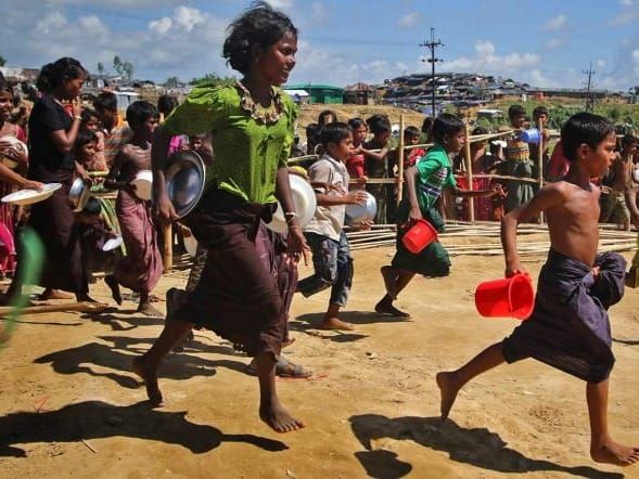 Rohingya Muslims in a Bangladesh refugee camp. 