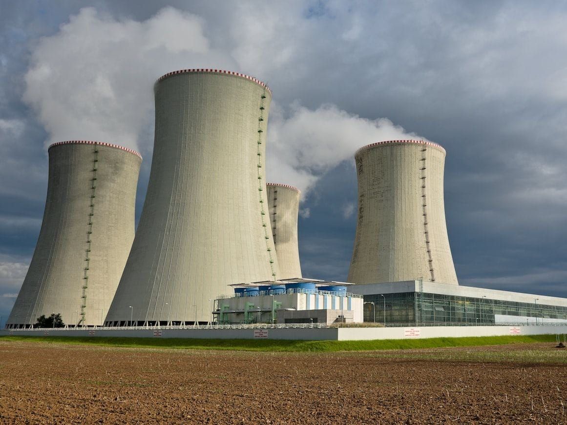 The four cooling towers at the Czech Republic's Temelin nuclear power plant