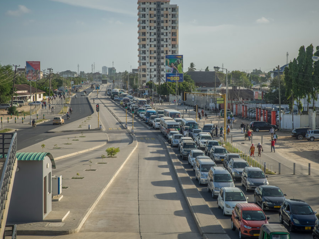 A traffic jam in Tanzania's largest city Dar es Salaam, one of the fastest growing urban centers in East Africa
