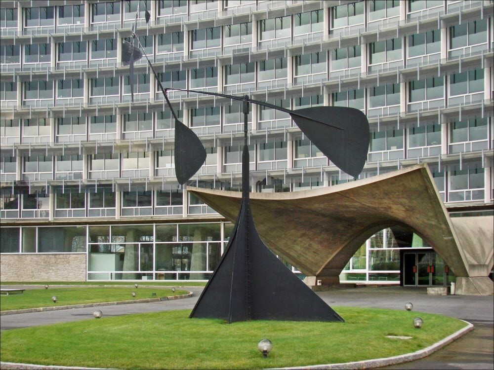 Alexander Calder's Spirale mobile at UNESCO's main entrance in Paris