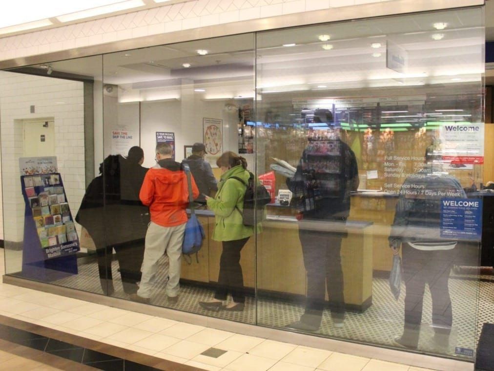 American postal customers at Union Station in Washington, D.C.
