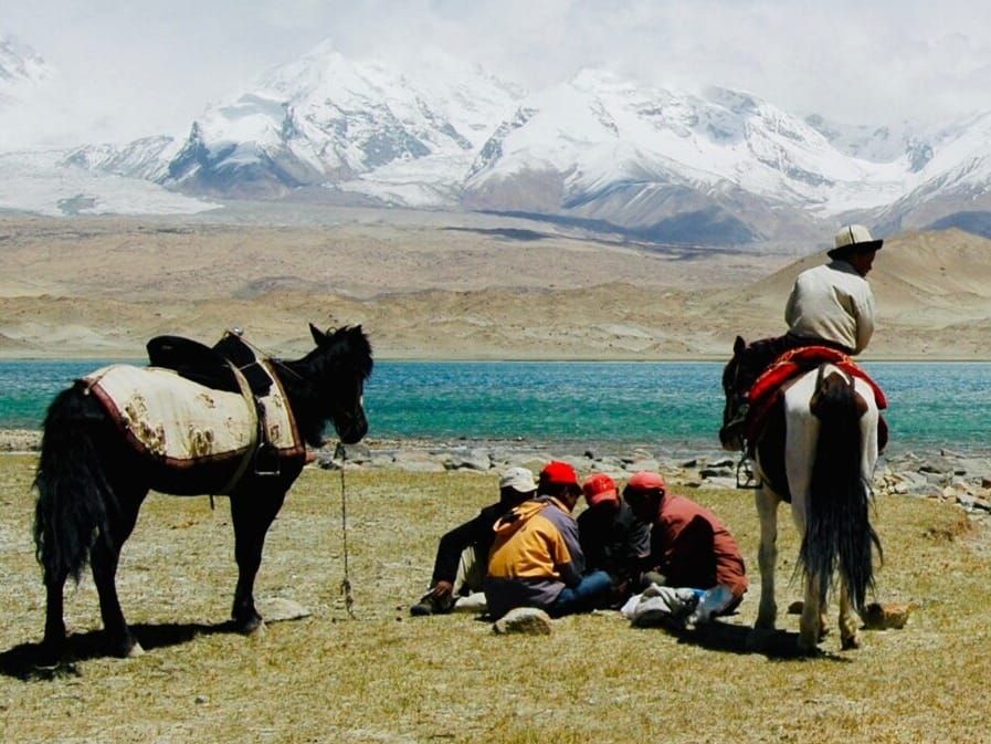Uyghur horse riders in China's Xinjiang Province