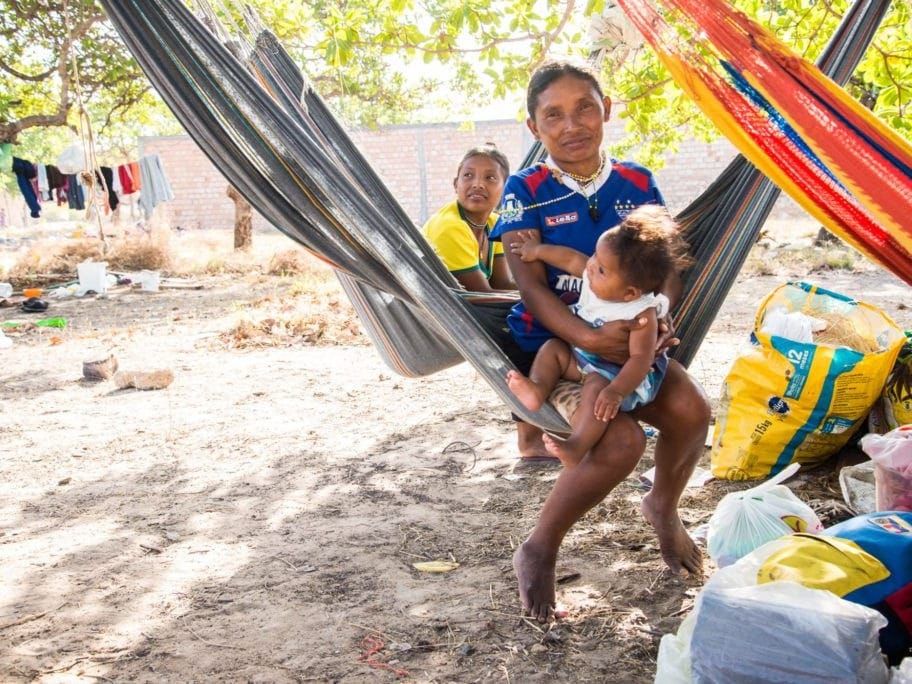 Indigenous refugees from Venezuela camping out in Brazil's Roraima state