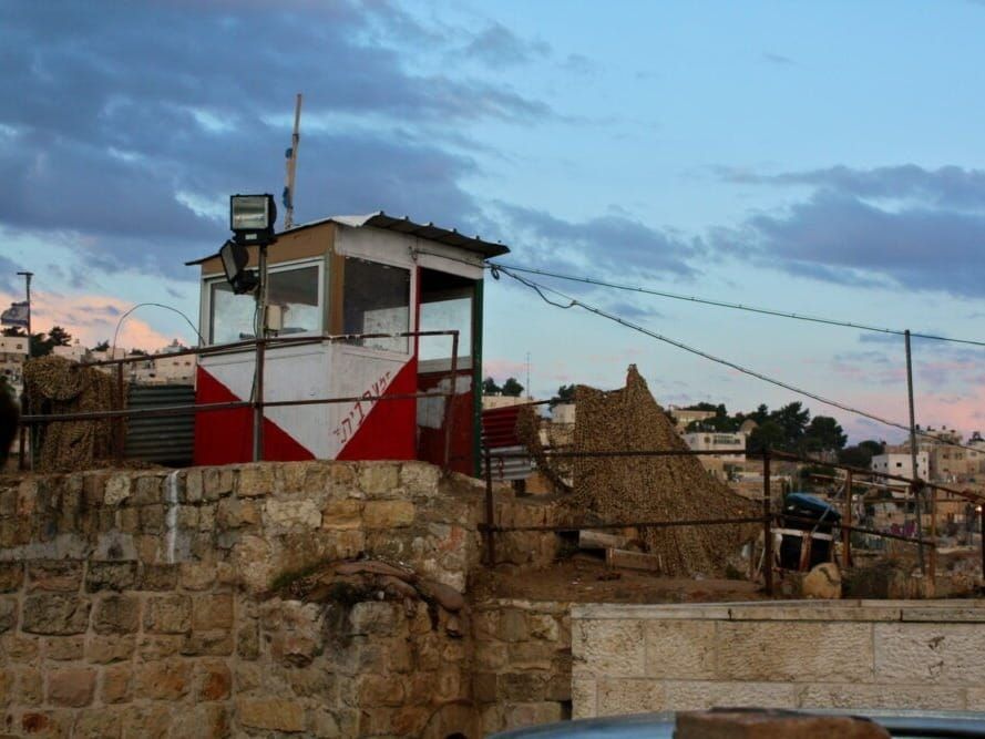 A watch post in the West Bank city of Hebron