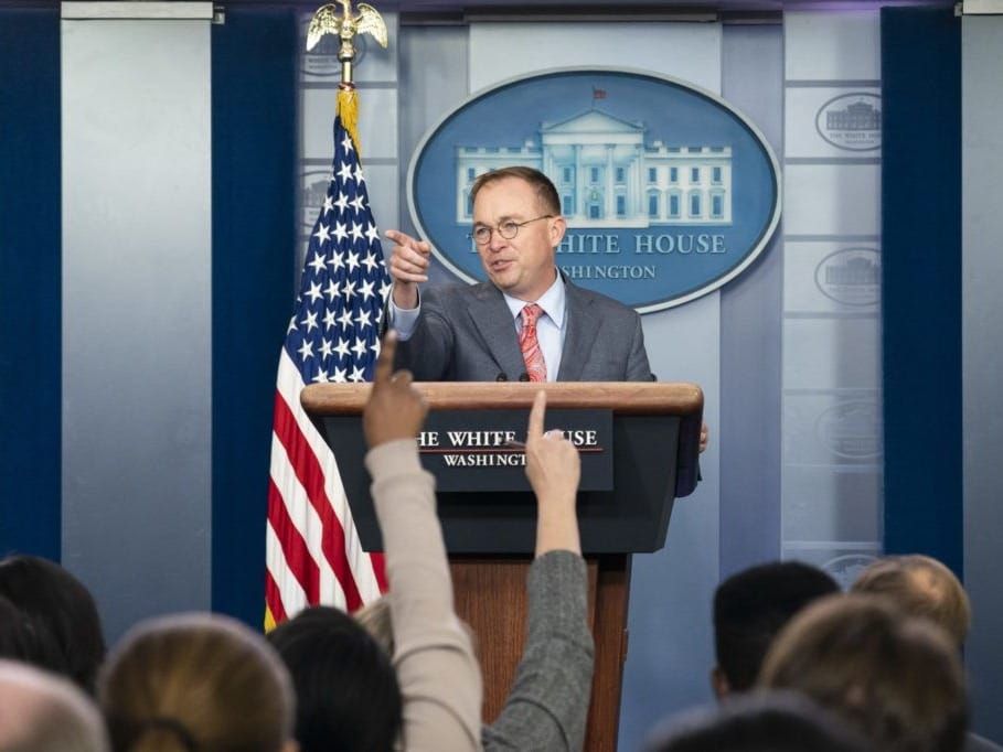 White House acting Chief of Staff Mick Mulvaney at a press briefing