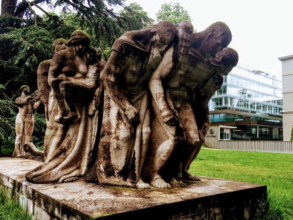 "The Human Effort" sculpture in Geneva's William Rappard Park.