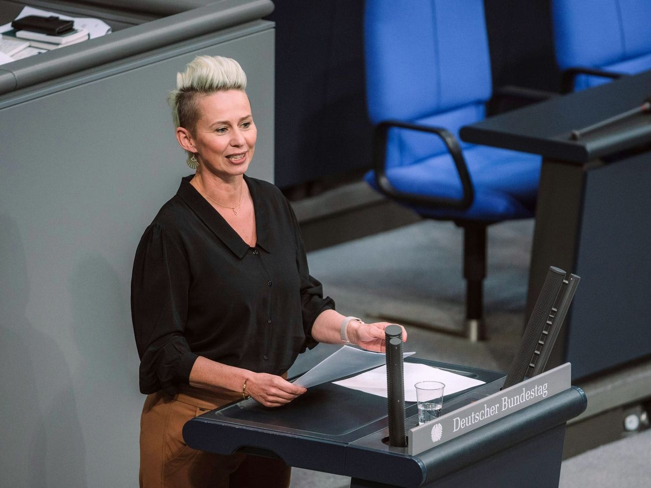 Lawyer and politician Silvia Breher of the conservative Christian Democrats, or CDU, speaks in the Deutscher Bundestag.