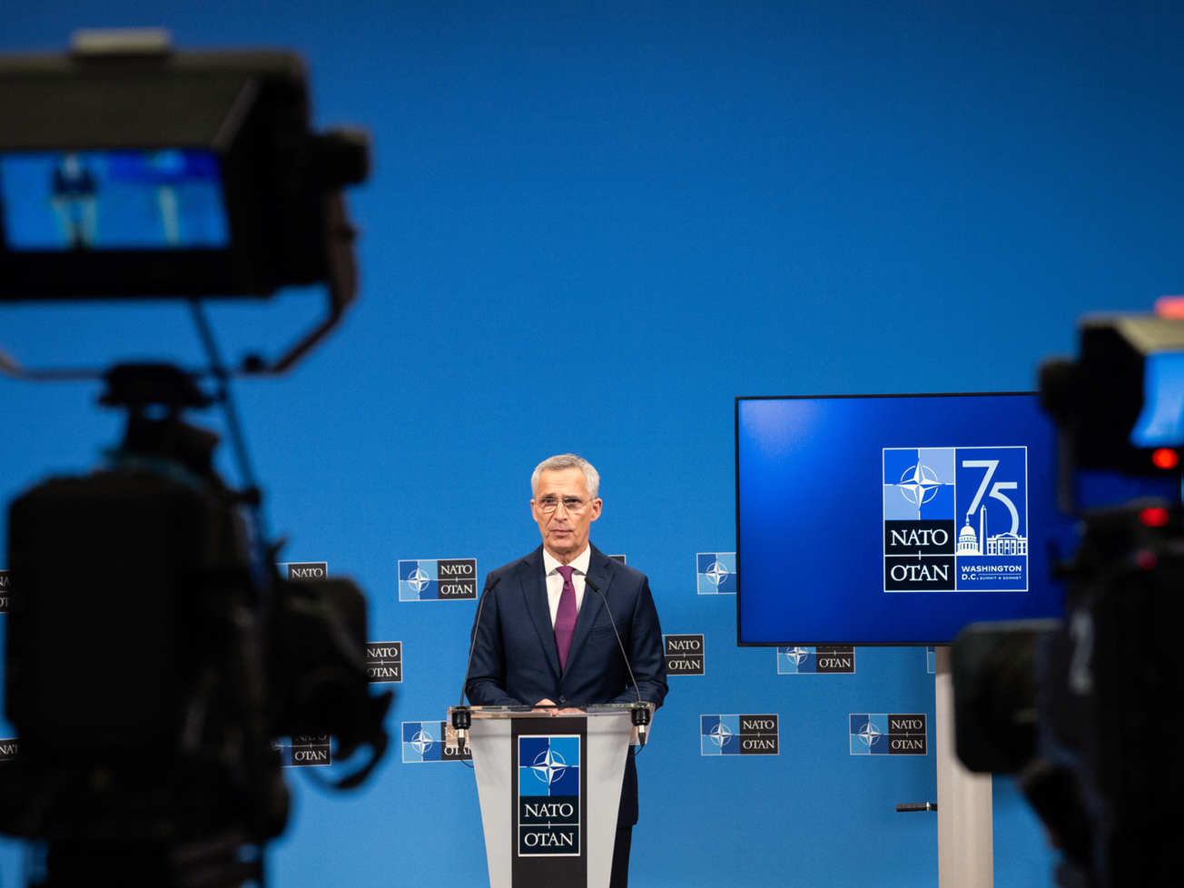 NATO Secretary General Jens Stoltenberg holds a pre-summit press conference.