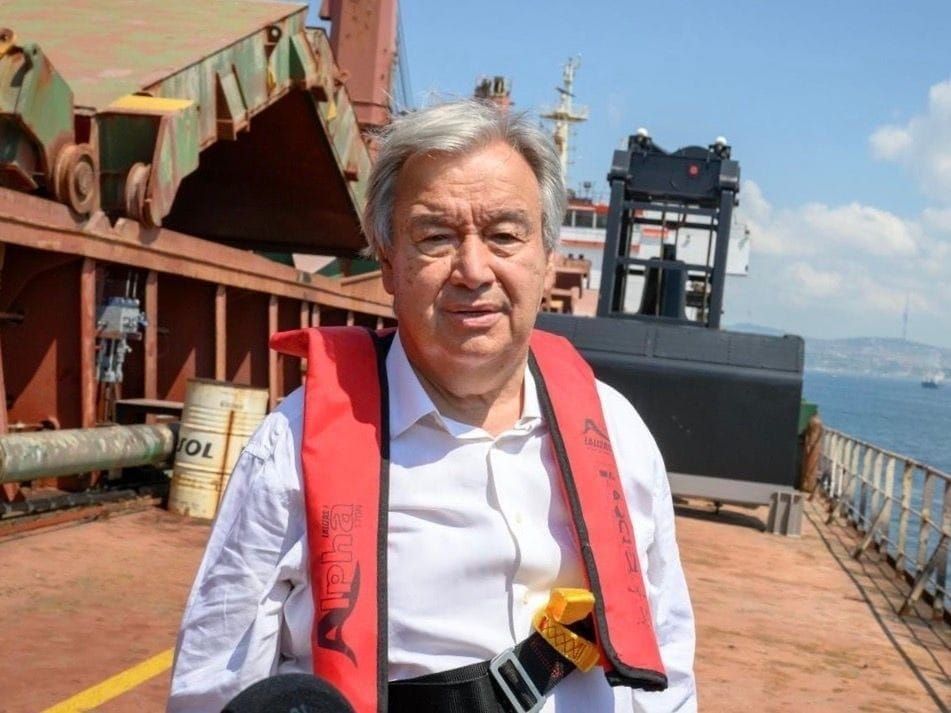 The U.N. chief in Istanbul last year for the Black Sea Grain Initiative. 