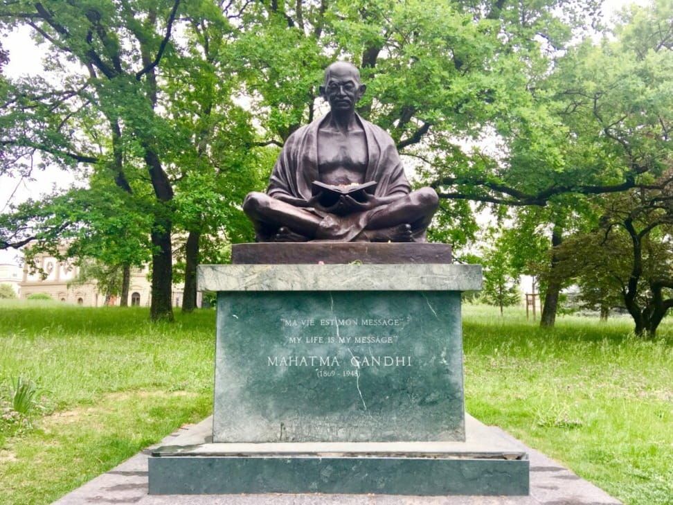 A statue of Indian independence leader Mahatma Gandhi.