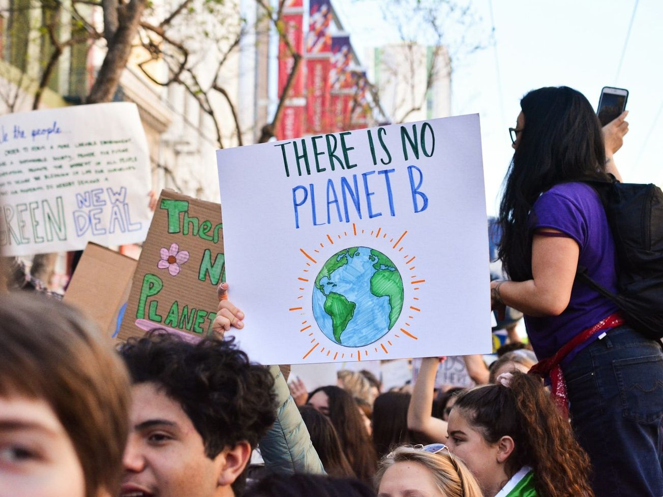 Protesters call for action on climate change.