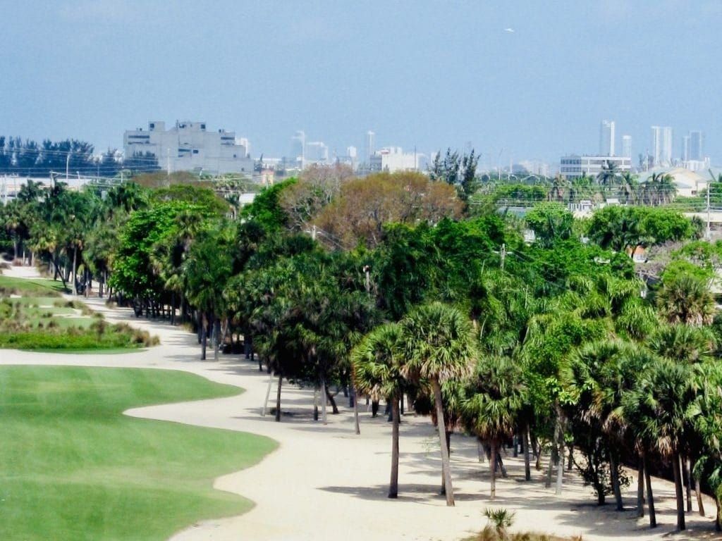 View from Trump National Doral Miami golf resort towards downtown Miami.