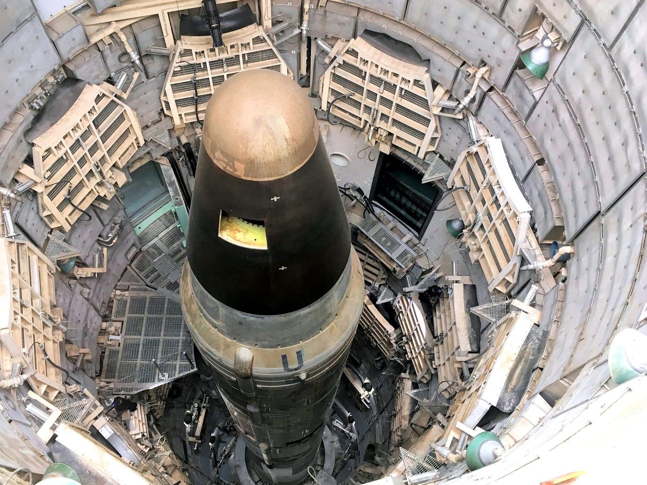 A decommissioned U.S. intercontinental ballistic missile seen at a museum in Arizona. 