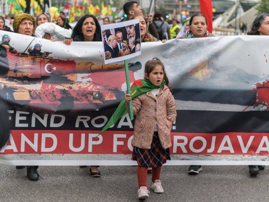 A demonstration at Brussels in late October against the Turkish incursion into northern Syria