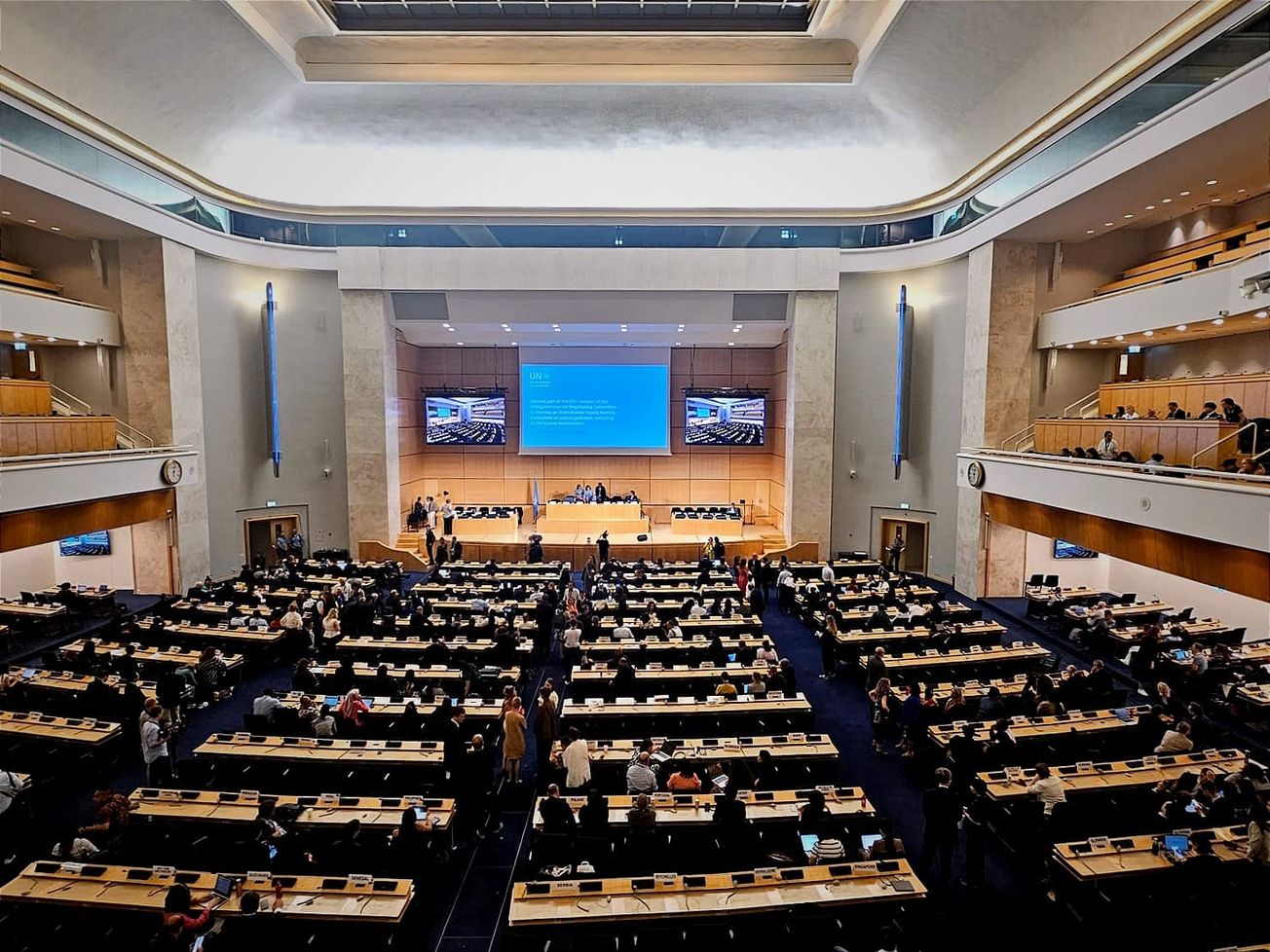 After a 5:30 a.m. plenary was announced, the chair of the global plastic treaty talks was still waiting for delegages to fill the assembly hall inside the U.N.'s Palais des Nations at 6 a.m.