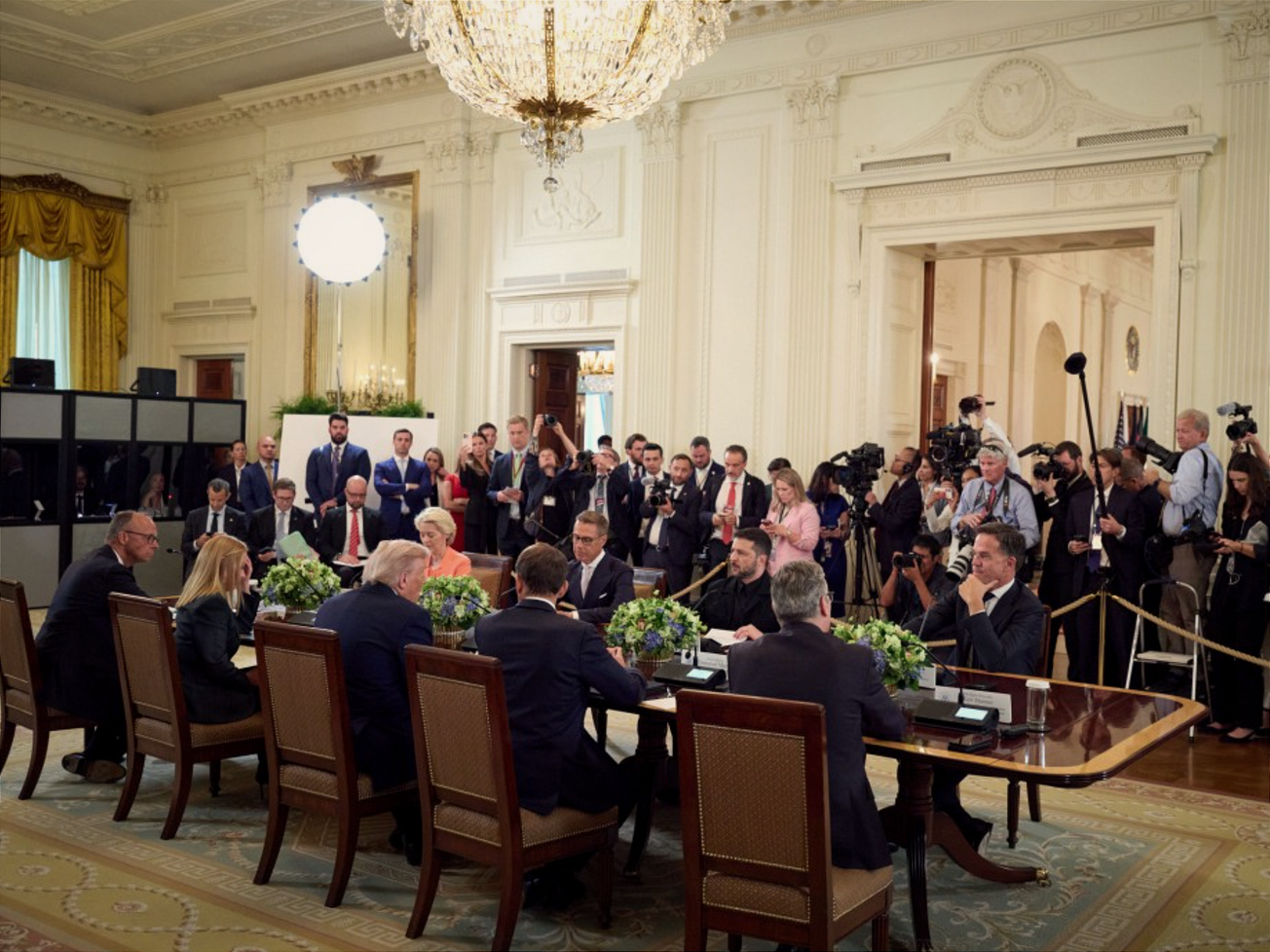 European leaders court the U.S. president for support for Ukraine.