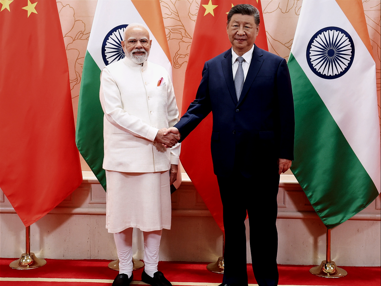 The leaders of India and China at the SCO summit. 