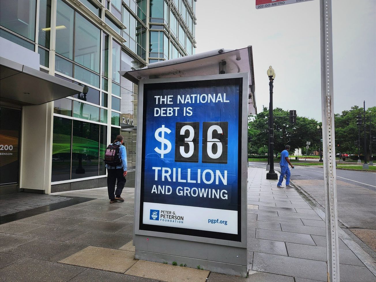 A sign of the times in downtown Washington, near the World Bank and IMF headquarters.