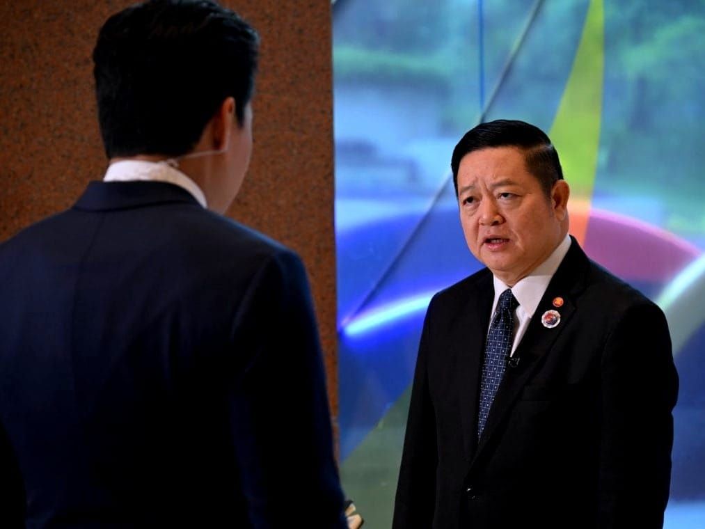 ASEAN Secretary-General Kao Kim Hourn, at right, is interviewed by CNBC Asia on the sidelines of the regional bloc's summit in Malaysia.