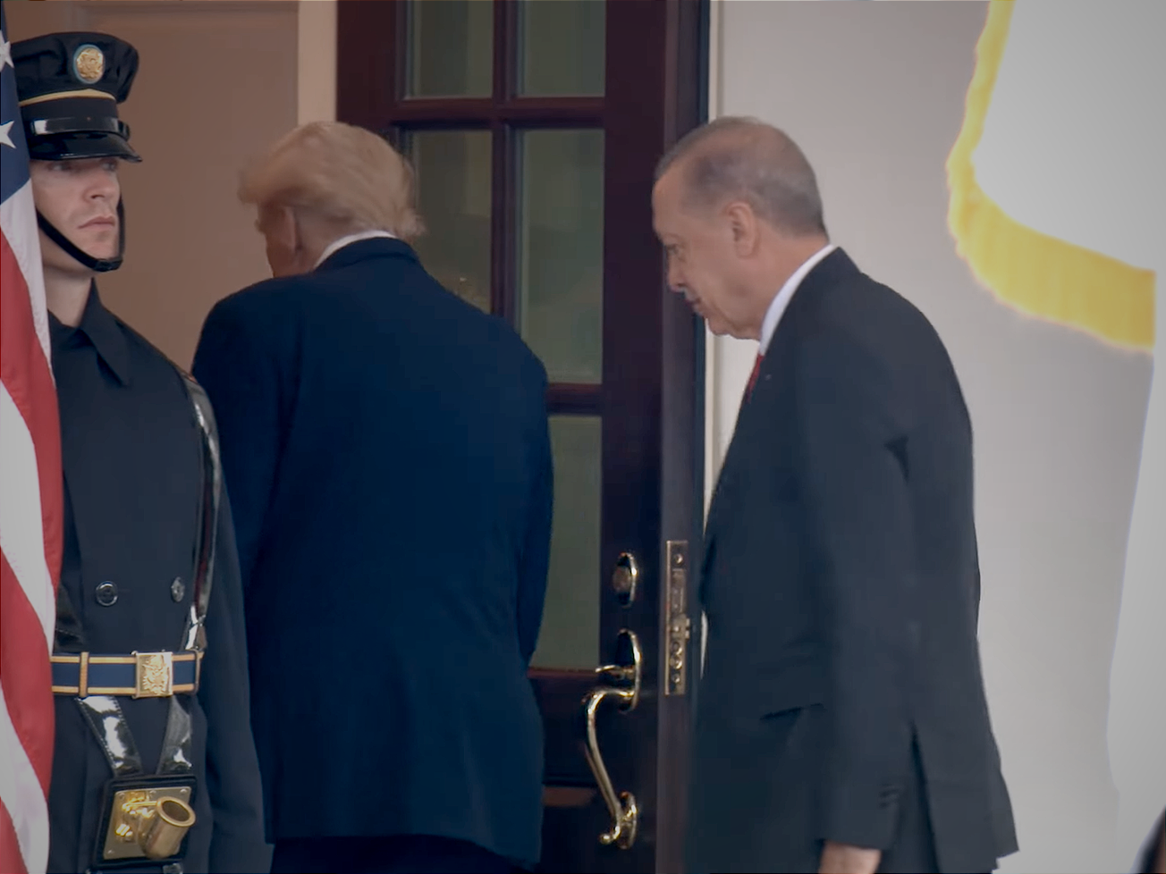 Turkish President Recep Tayyip Erdoğan, right, follows U.S. President Donald Trump into the White House last month.