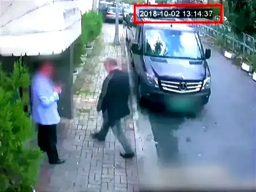An image taken from CCTV video obtained by Turkish broadcaster TRT World appears to show Jamal Khashoggi entering the Saudi consulate in Istanbul on Oct. 2, 2018.