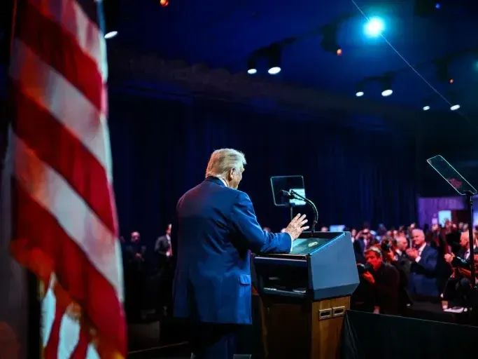 U.S. President Donald Trump speaks to House Republicans on Jan. 6, 2026, during their annual policy retreat in Washington. 