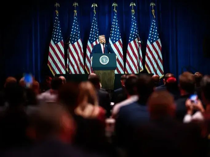 U.S. President Donald Trump speaks to House Republicans on Jan. 6, 2026, during their annual policy retreat in Washington.