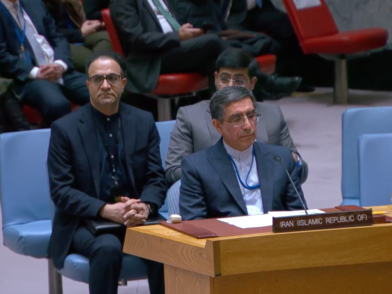 Iran's deputy U.N. ambassador, Hossein Darzi, at a U.N. Security Council meeting. 