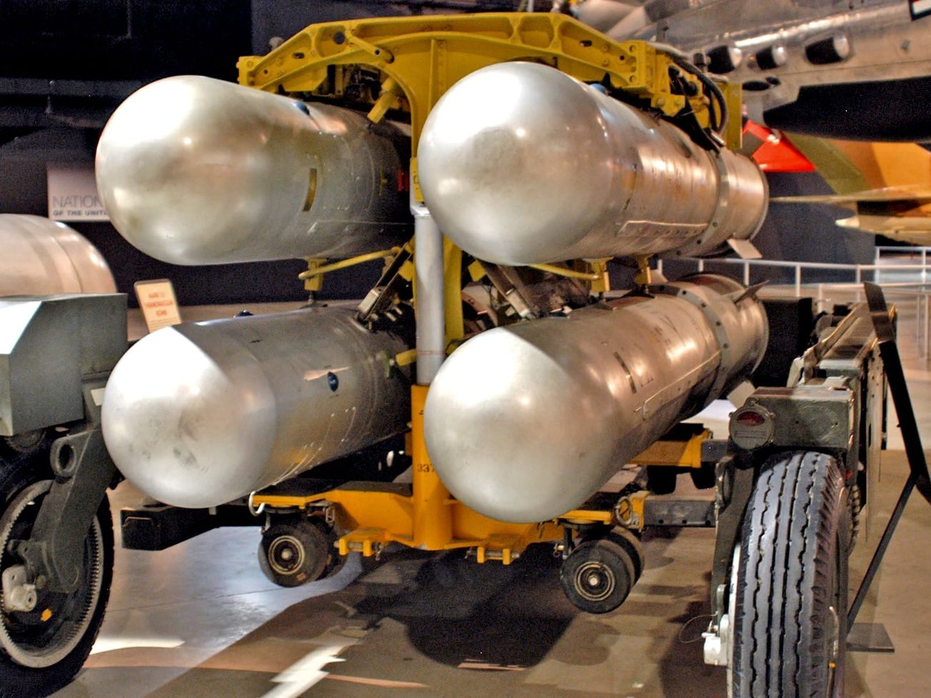 A Mark 28 thermonuclear bomb on display at a U.S. Air Force museum in Dayton, Ohio.