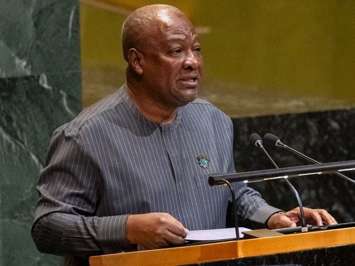 Ghanian President John Dramani Mahama addresses the U.N.