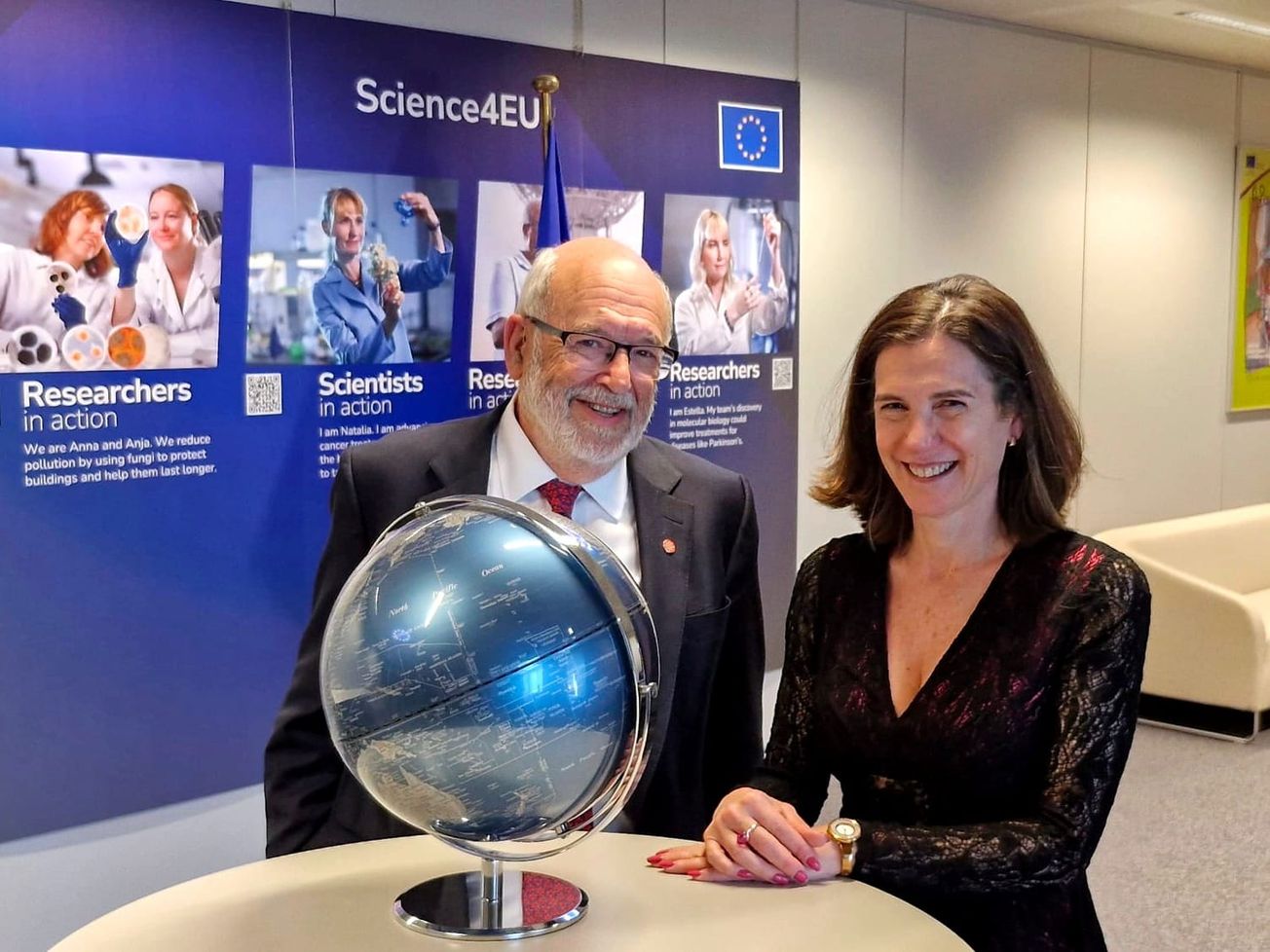 Sir Peter Gluckman, president of the International Science Council, and Maria Cristina Russo, the European Commission’s deputy director-general for research and innovation, meet in Brussels.