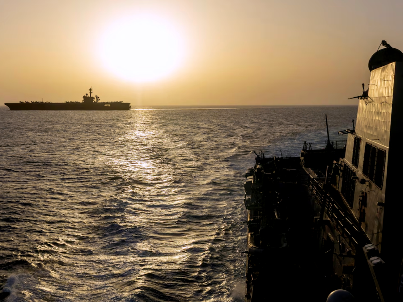 The USS Abraham Lincoln takes part in U.S. blockade operations in the Arabian Sea.