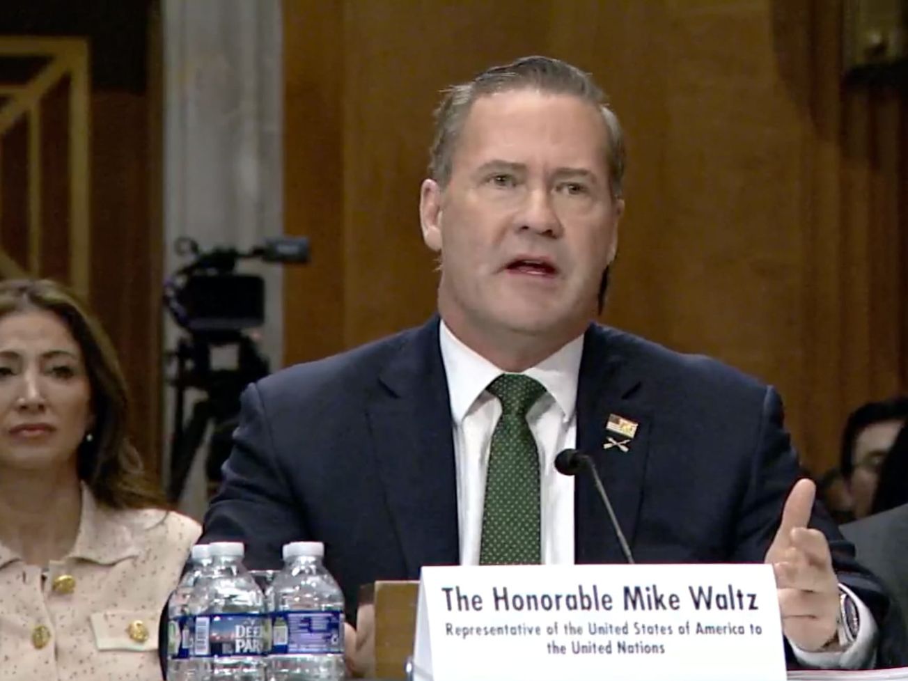 Mike Waltz, the U.S ambassador to the U.N., testifies before a Senate committee on April 15, 2026. 