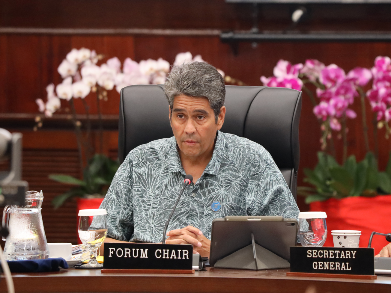 Palau's President Surangel Whipps Jr. chaired the Smaller Island States Leaders Meeting at the Ngarachamayong Cultural Center in Koror, Palau, on August 31, 2026.