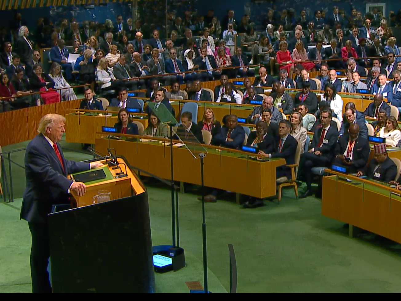 U.S. President Donald Trump addresses the United Nations General Assembly in New York on Sept. 22, 2026.
