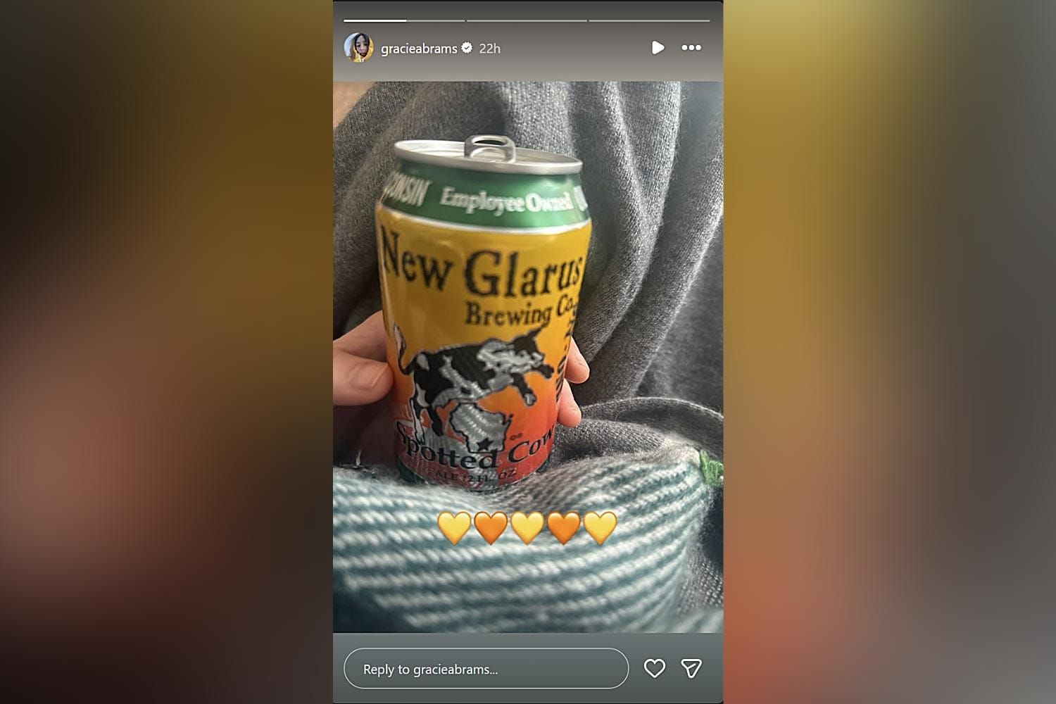 Gracie Abrams Posts Spotted Cow, Internet Notices